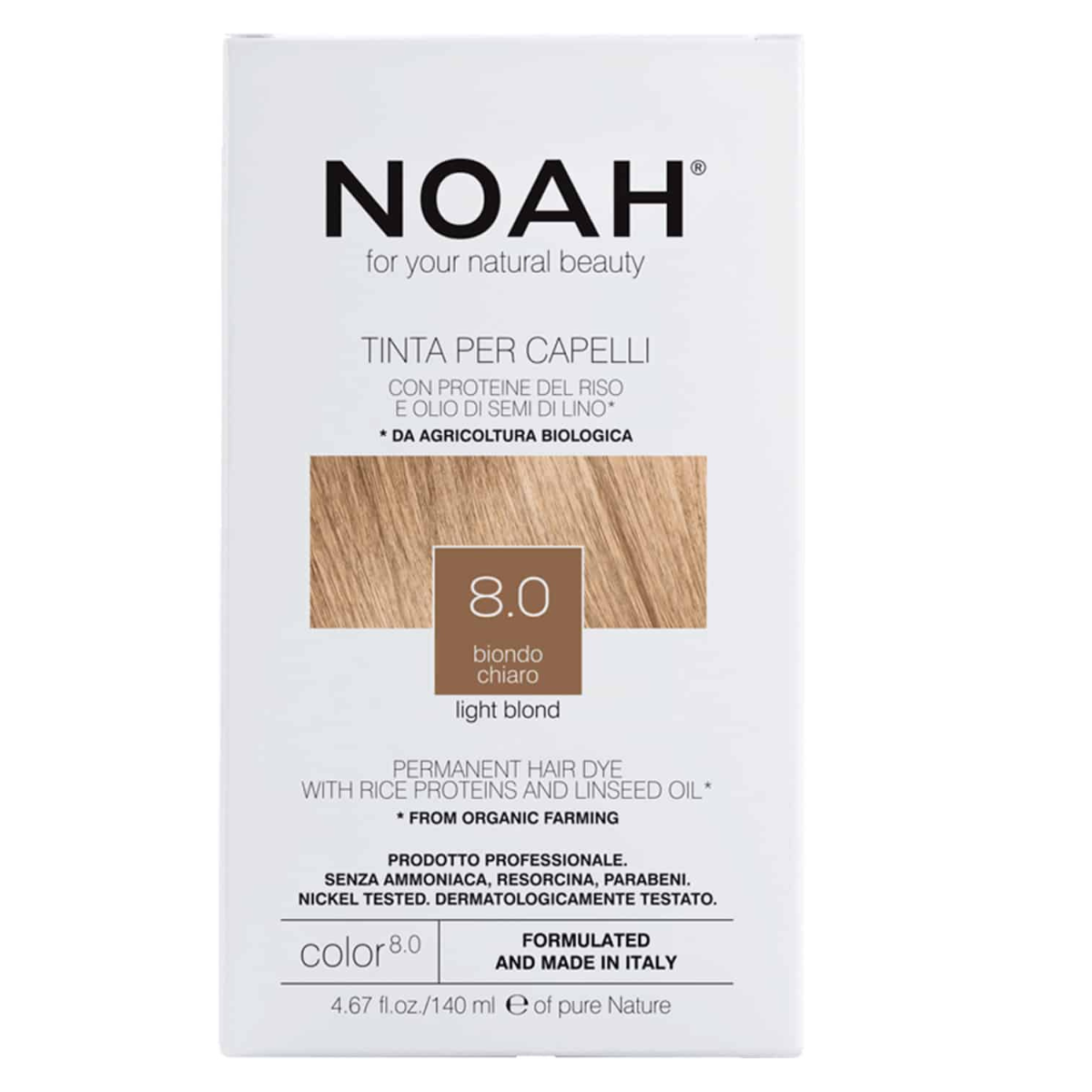 Tinte capilar rubio claro Noah 140 ml (8.0)