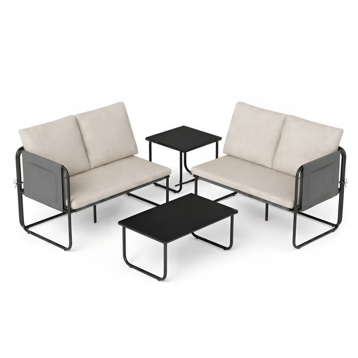 Muebles De Jardín Outsunny Acero, Textilene Caqui 113x64x71 Cm_5