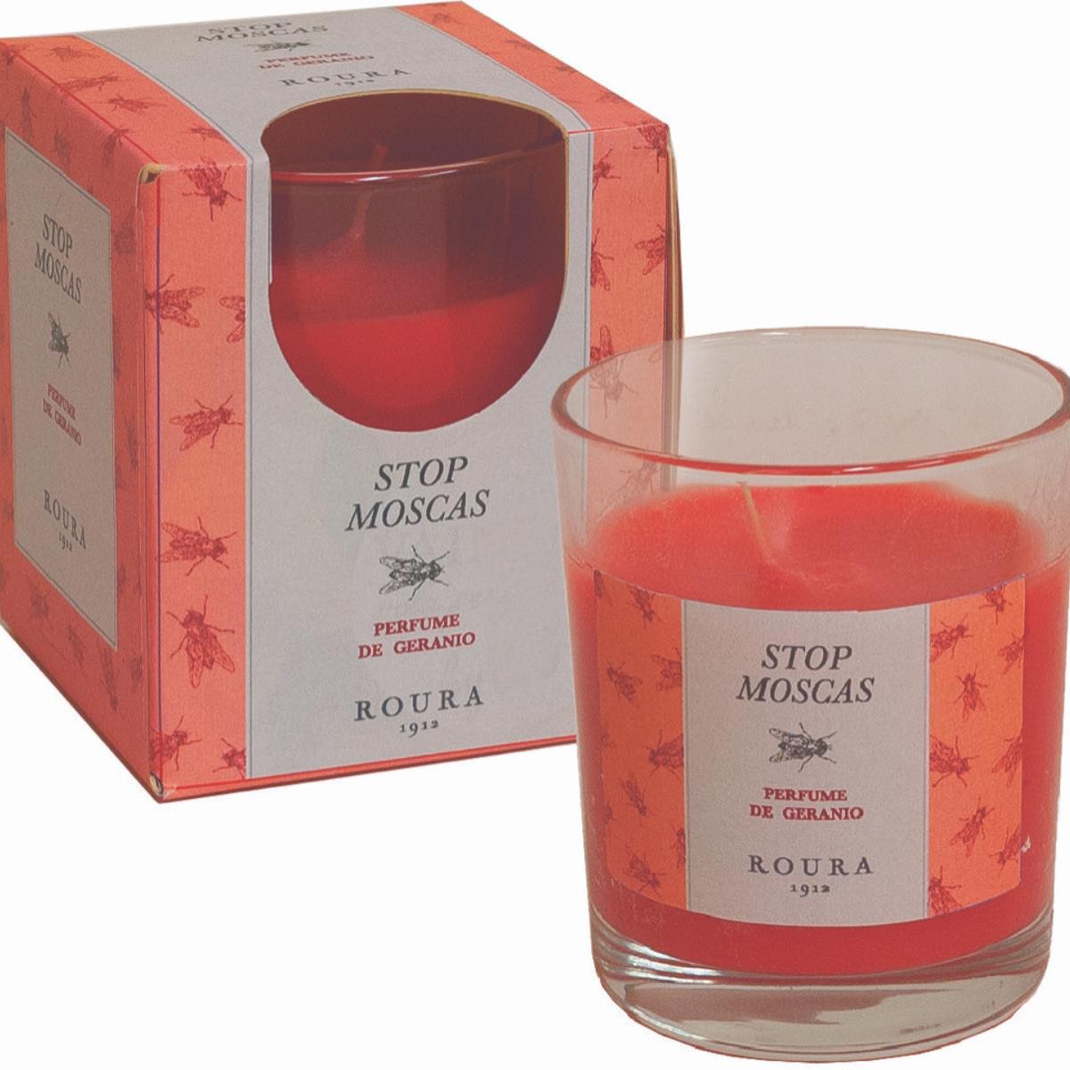 Vela antimoscas vaso Stop Moscas Geranium Roura