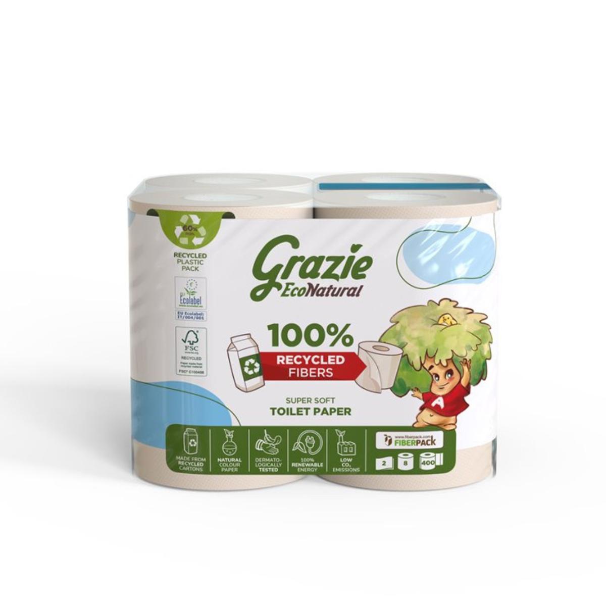 Papel higienico doble capa Grazie Natural 8 rollos
