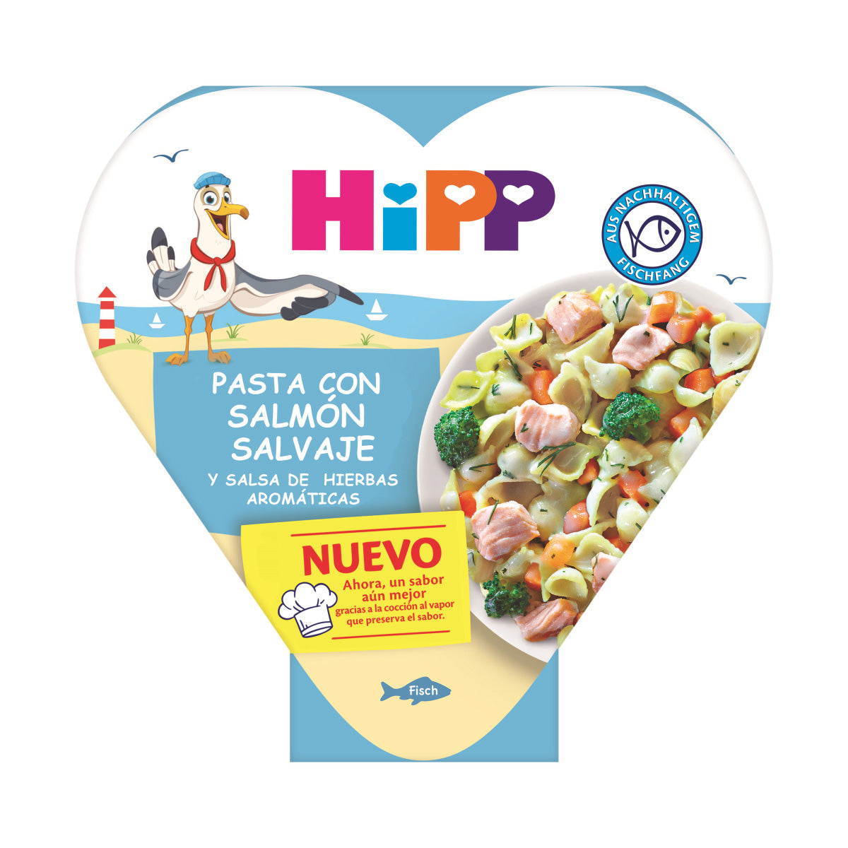 Pasta con salmón y salsa de hierbas aromáticas HIPP 250 g.