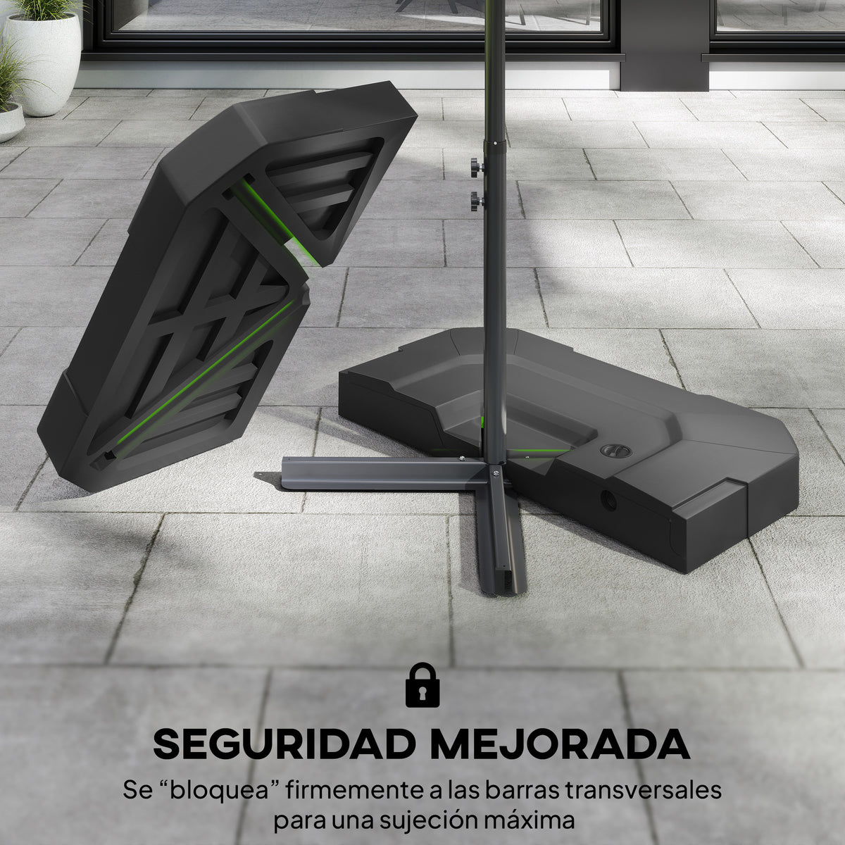 Base Para Sombrilla Outsunny Hdpe Negro 101x101x12 Cm_5