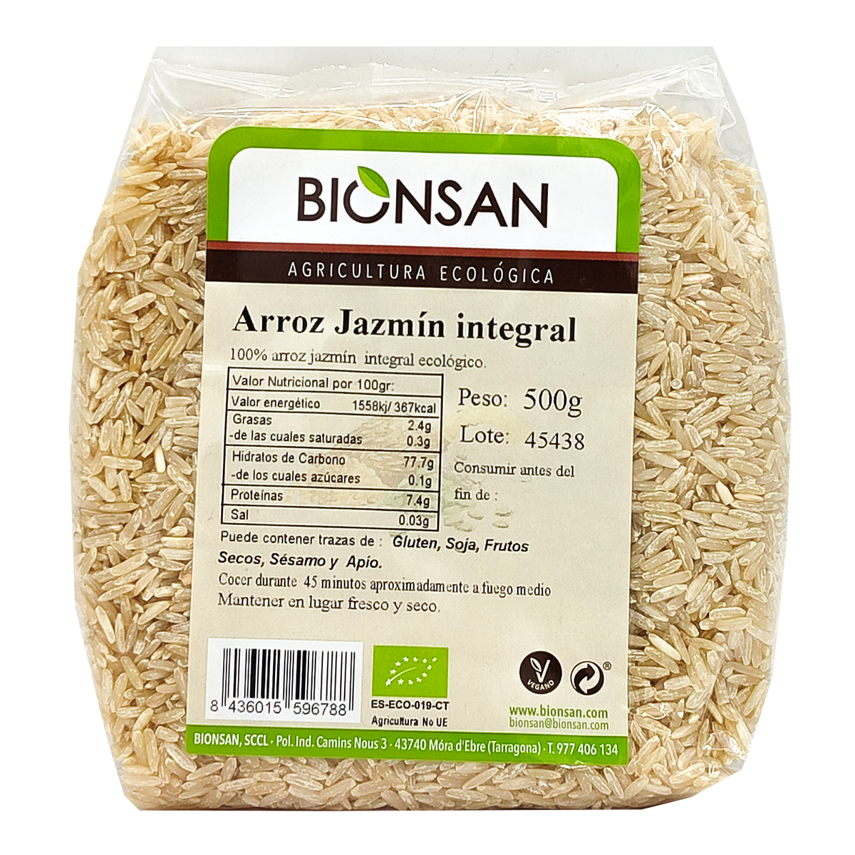 Arroz Jazmín Integral Eco Bionsan 500g_0
