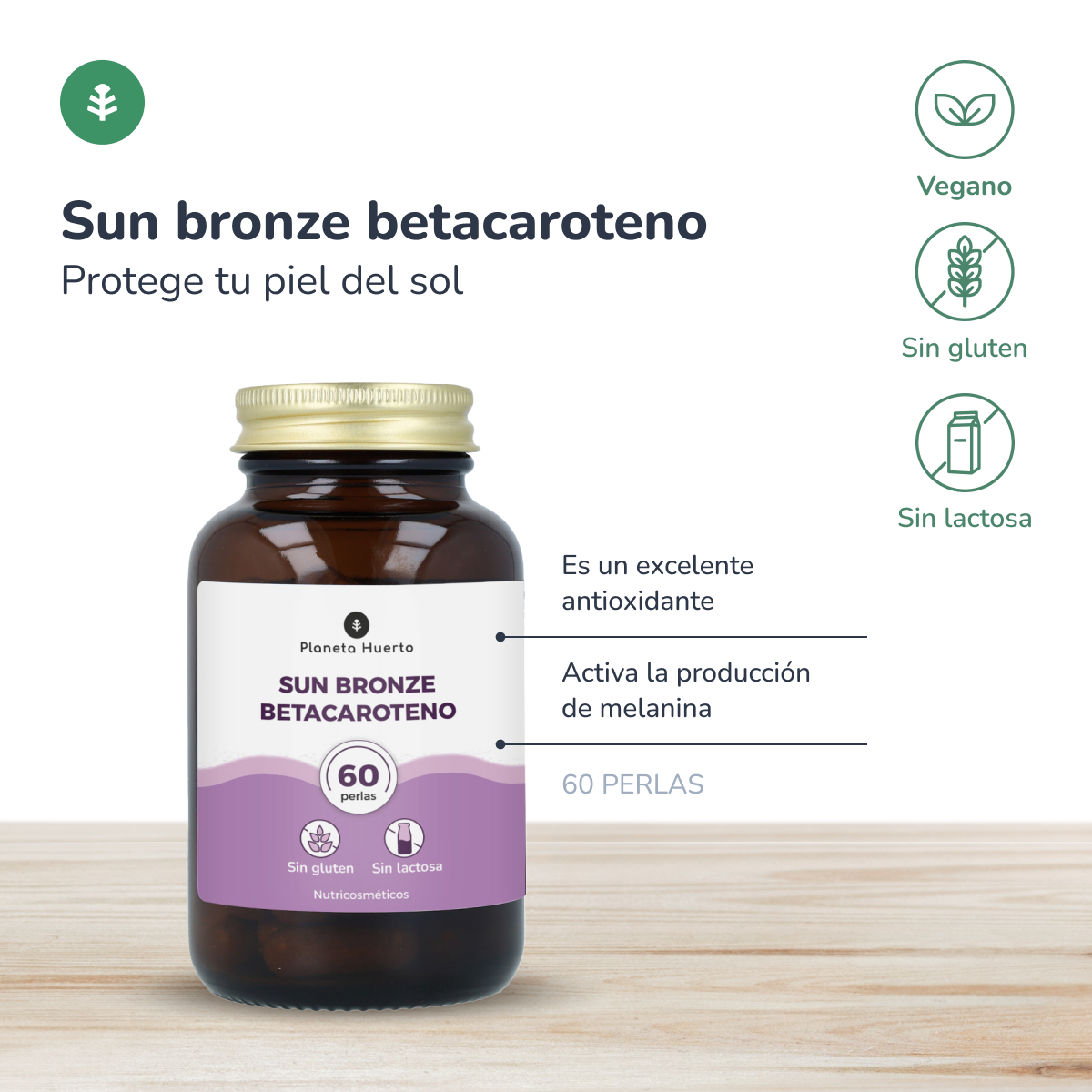 Pack 3x Sun bronze betacaroteno Planeta Huerto 60 perlas