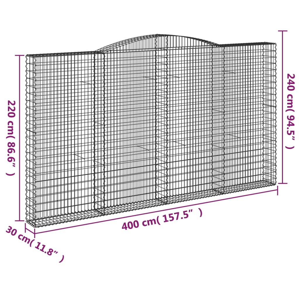 Cestas De Gaviones 4 Uds Forma De Arco Hierro 400x30x220/240 Cm_5