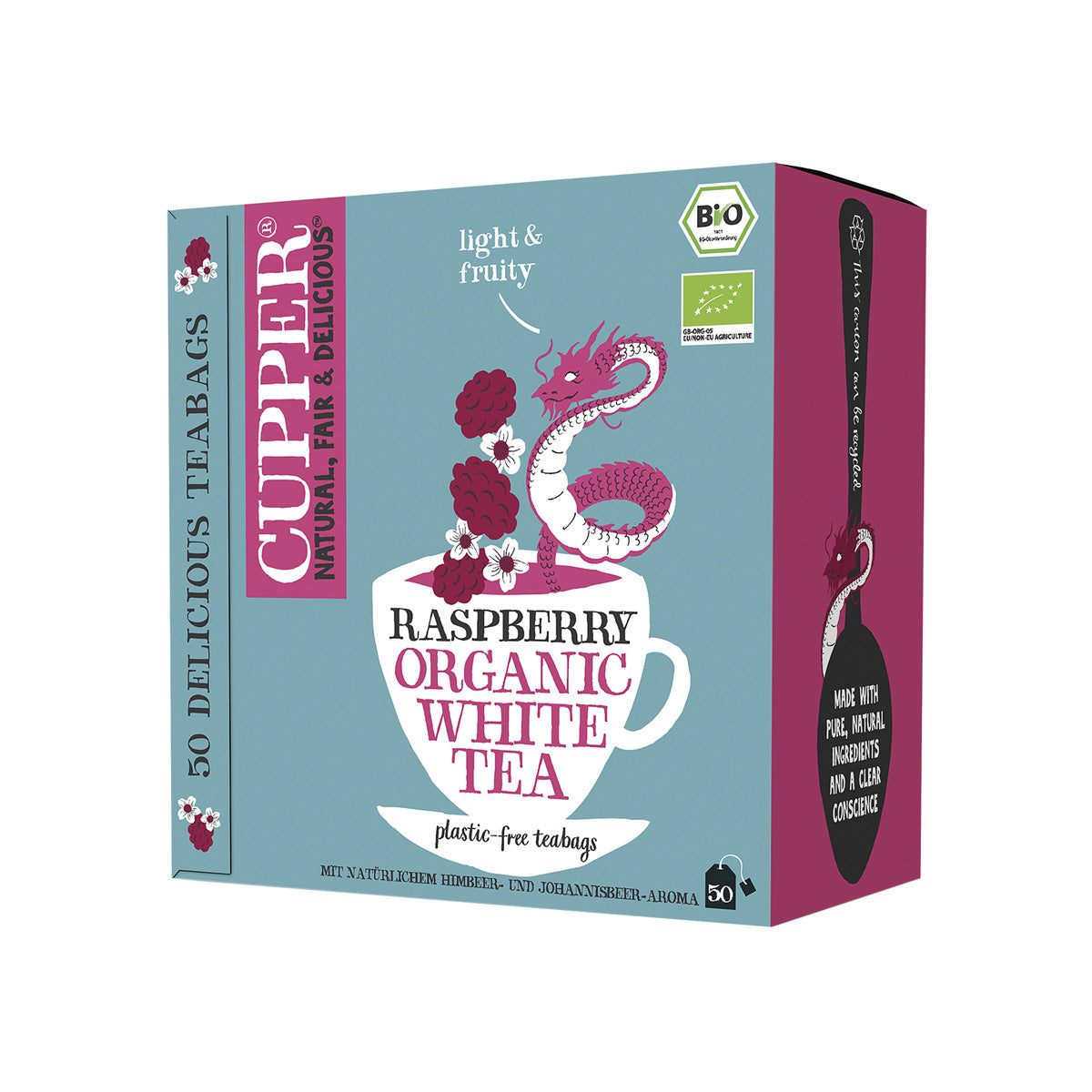 Infusión te blanco con frambuesa bio Cupper 50 bolsas