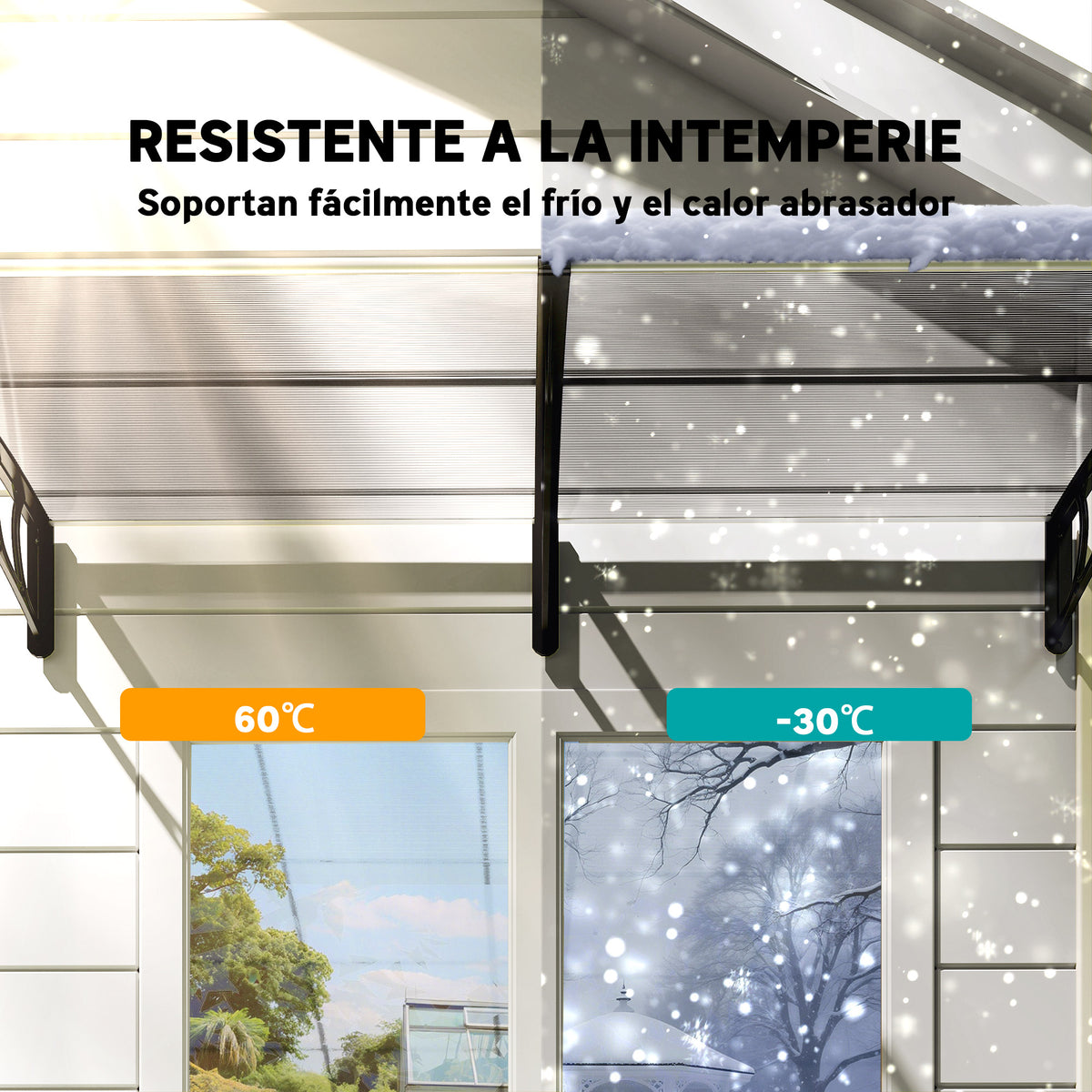 Marquesina Exterior Policarbonato Outsunny 200x96x27 Cm Transparente_5