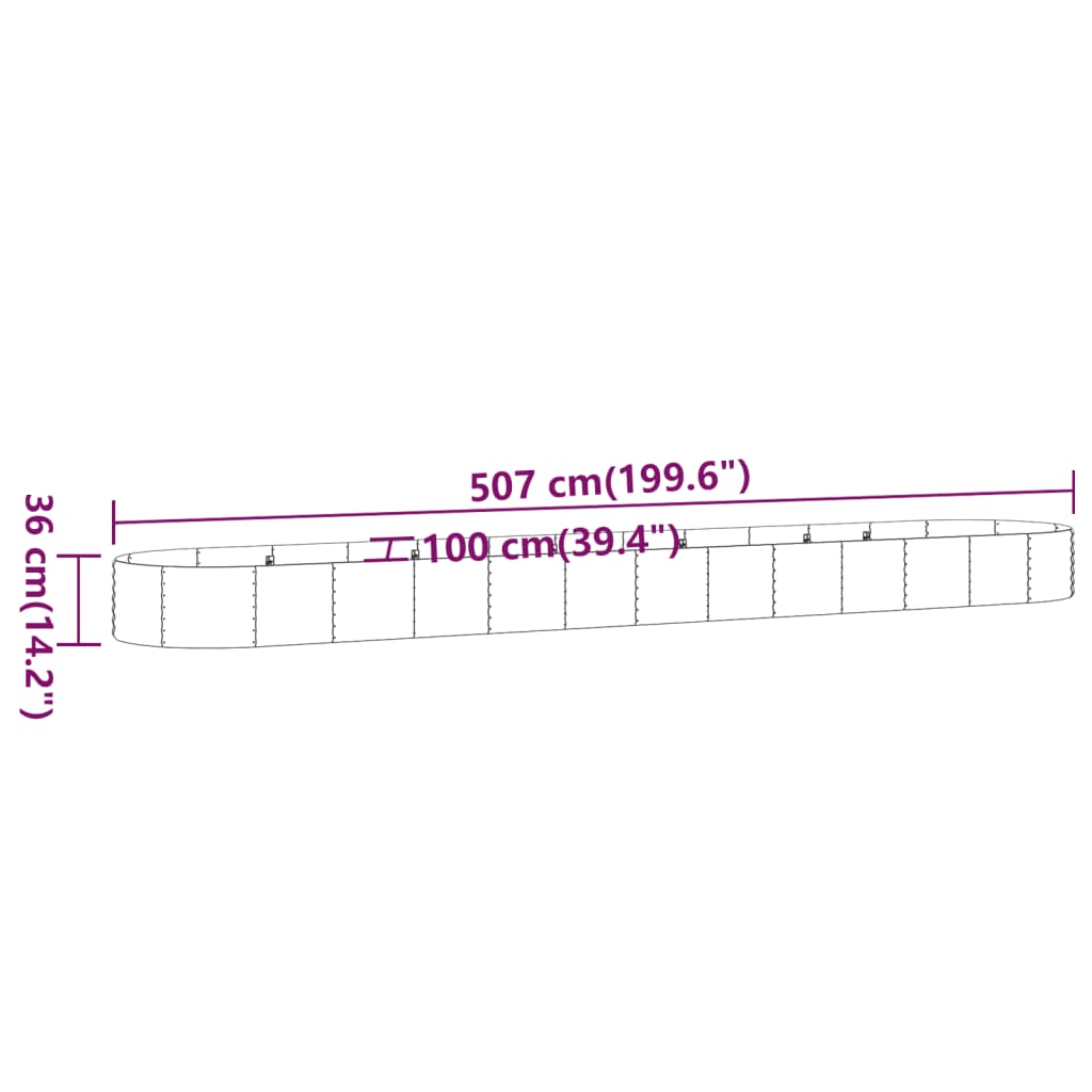 Jardinera Arriate Acero Galvanizado Gris 507x100x36 Cm_5