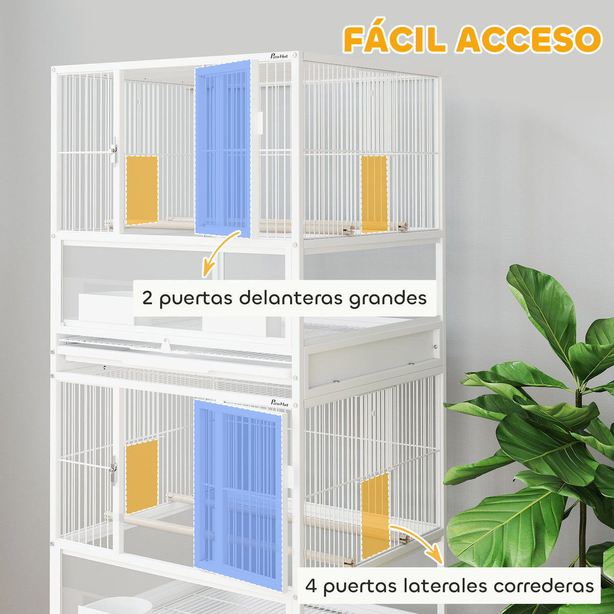 Jaula Para Pájaros Pawhut Acero Blanco 48x46x134.5 Cm D10-107v01wt_5