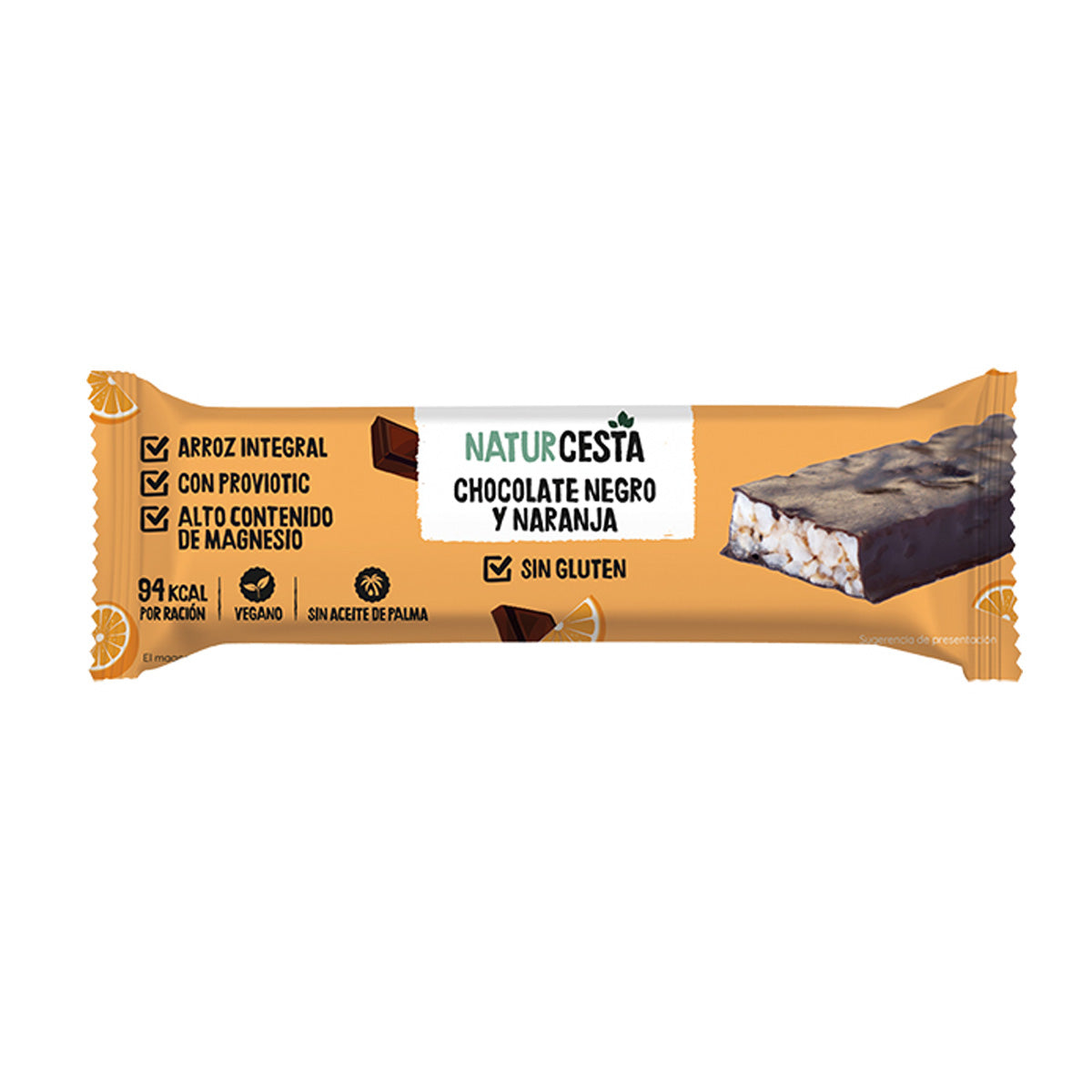 Barrita arroz chocolate naranja sin gluten Naturista 18 g