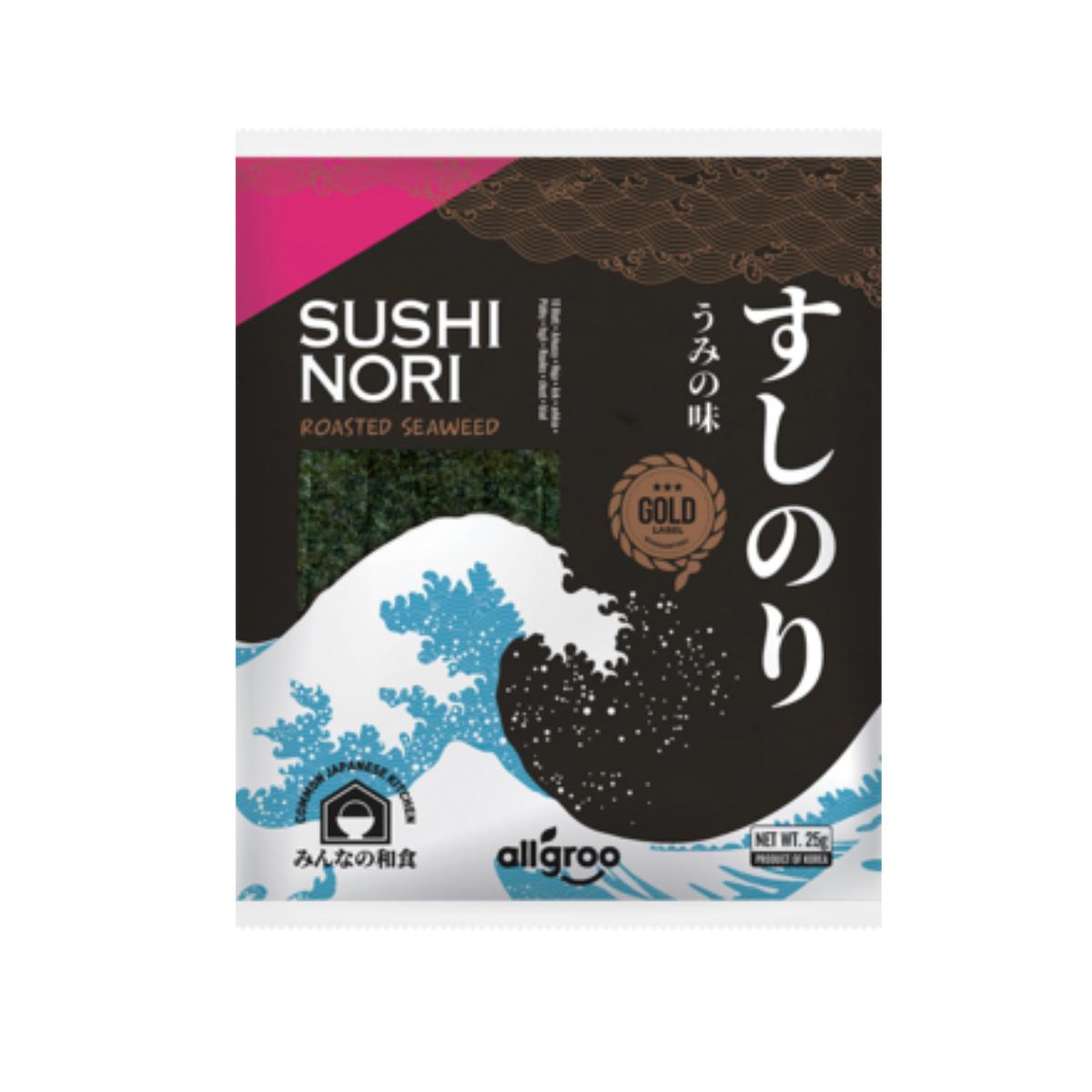 Algas Nori Tostadas para Sushi, Doradas Allgroo 25 g