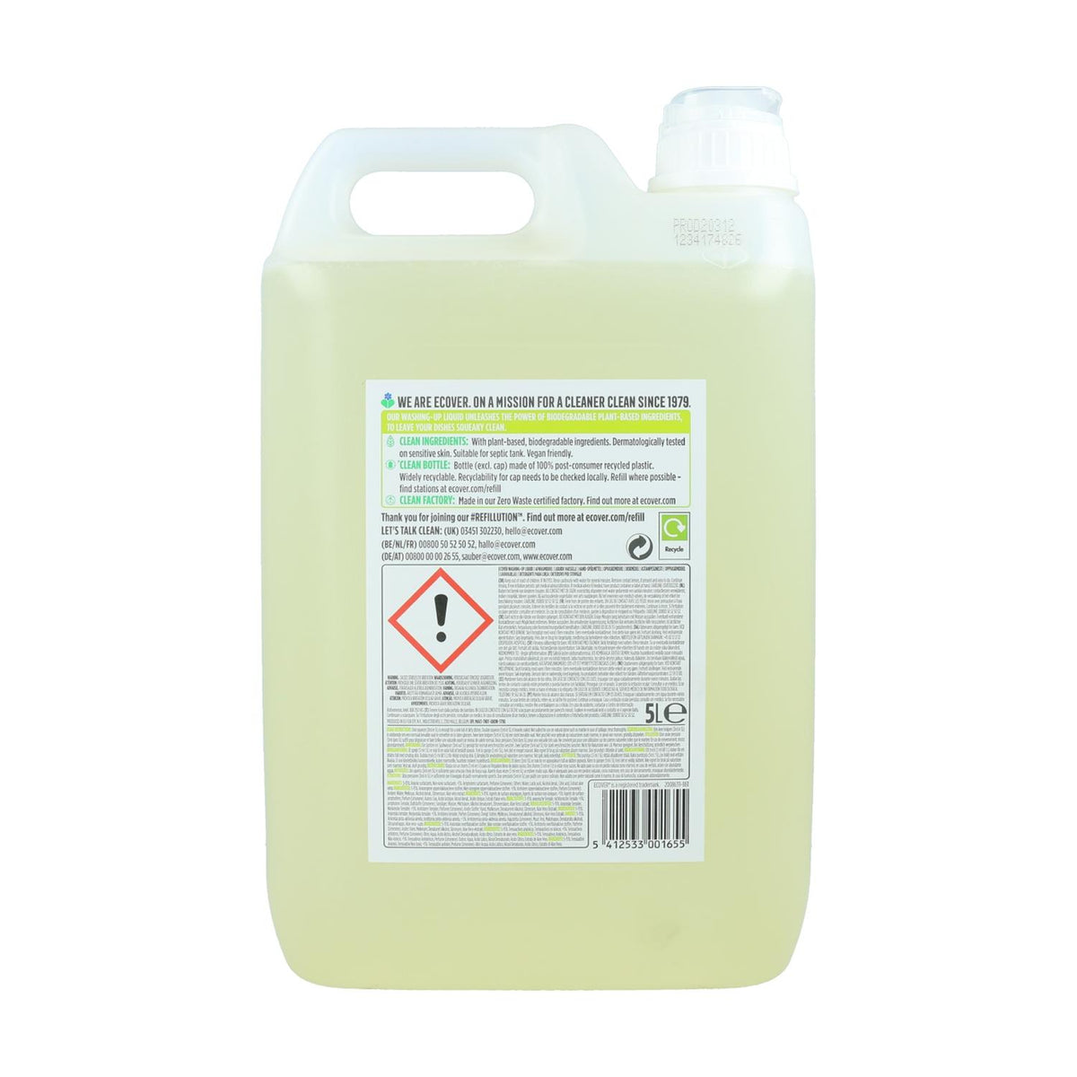 Pack 2x Lavavajillas Desengrasante de Limón y Aloe vera Ecover 5L