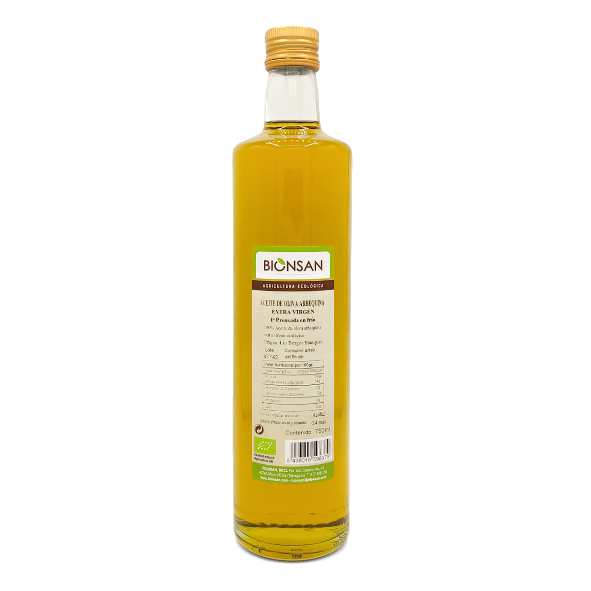 Aceite Oliva Arbequina Extra Virgen Eco Bionsan 750ml_0