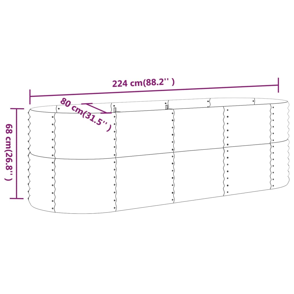 Jardinera Arriate Acero Galvanizado Gris 224x80x68 Cm_5
