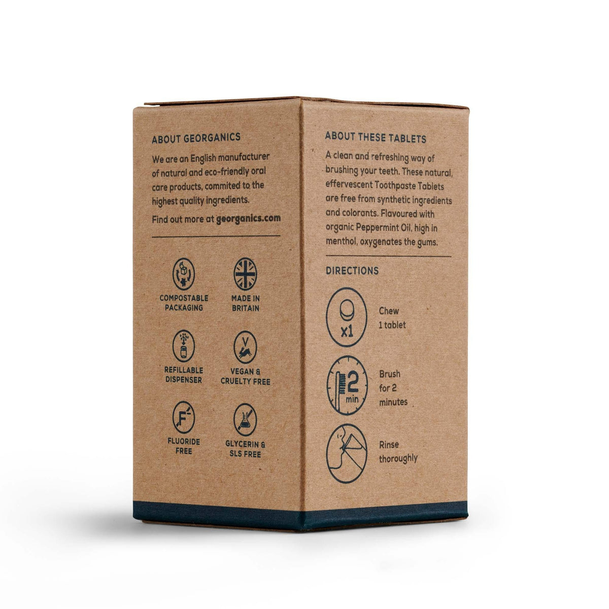 Dentífrico Natural en Tabletas sabor Menta Georganics 120 Tabletas