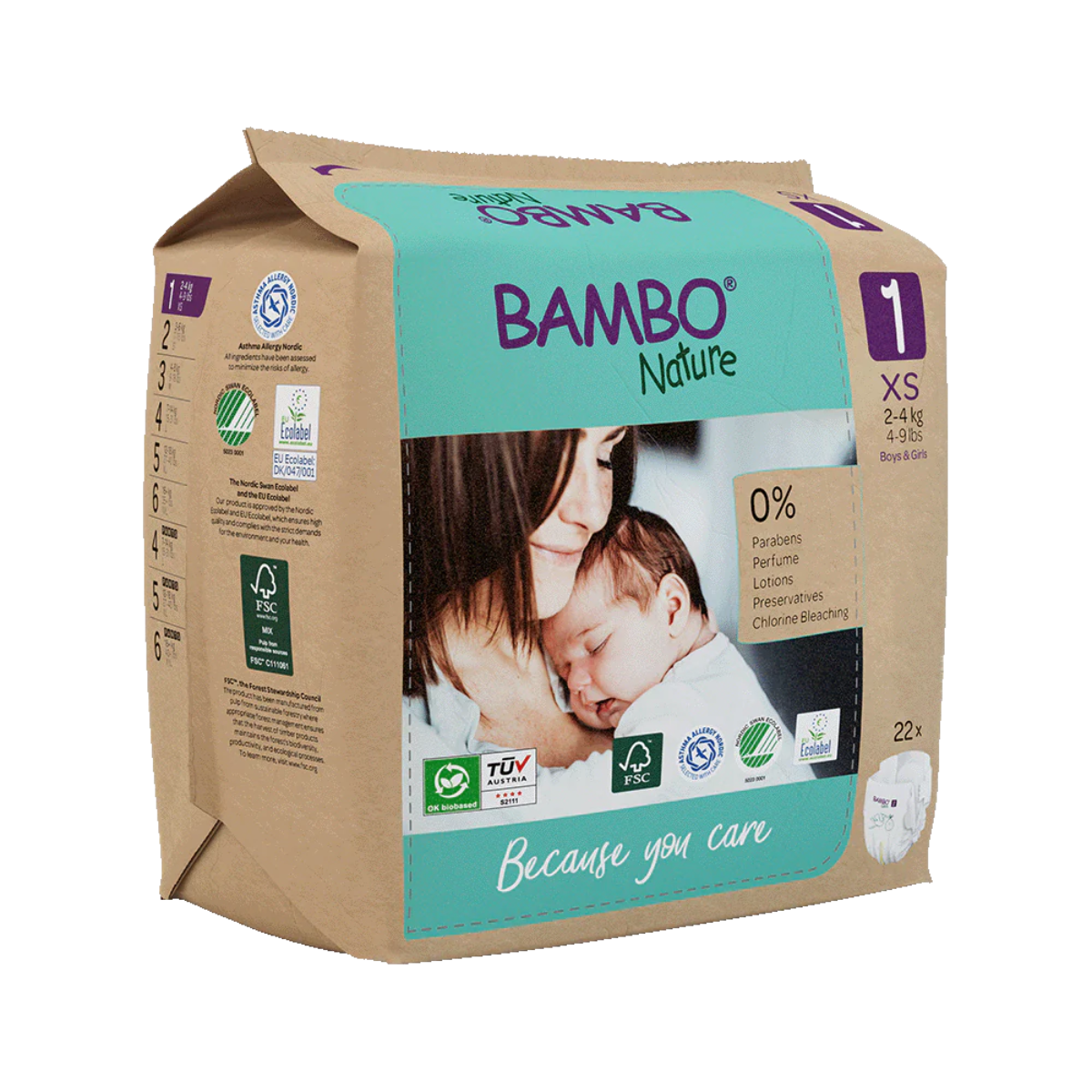 Bambo Nature pañales T1 (2-4g) 22 uds