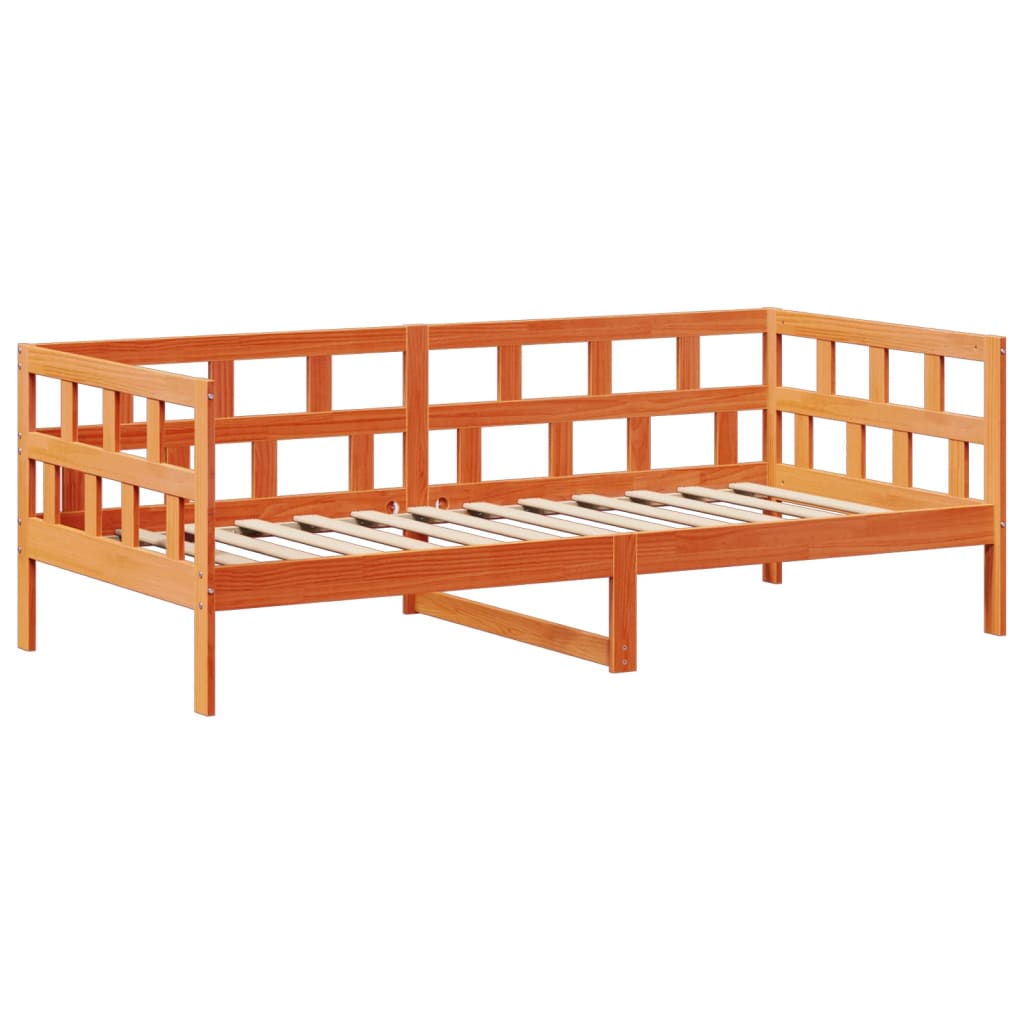 Sofá Cama Con Techo Madera Maciza Pino Marrón Cera 90x200 Cm_5