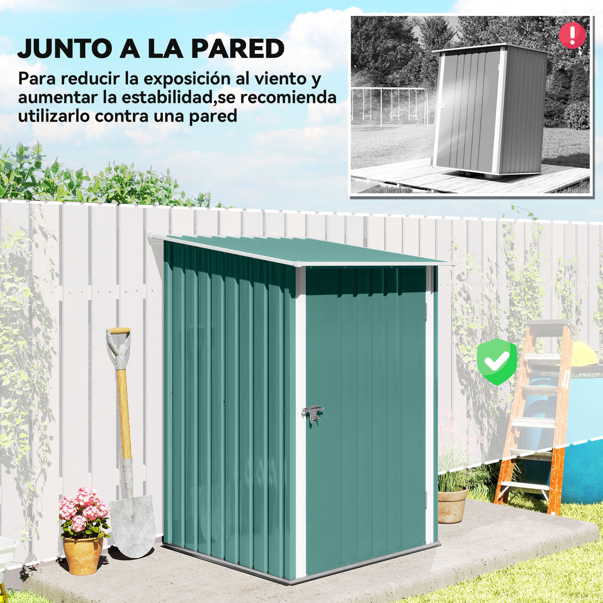 Caseta De Jardín 0,92 M² Con Cerradura Outsunny 100x103x160 Cm Verde_5
