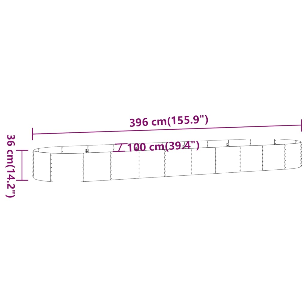 Jardinera Arriate Acero Galvanizado Verde 396x100x36 Cm_5