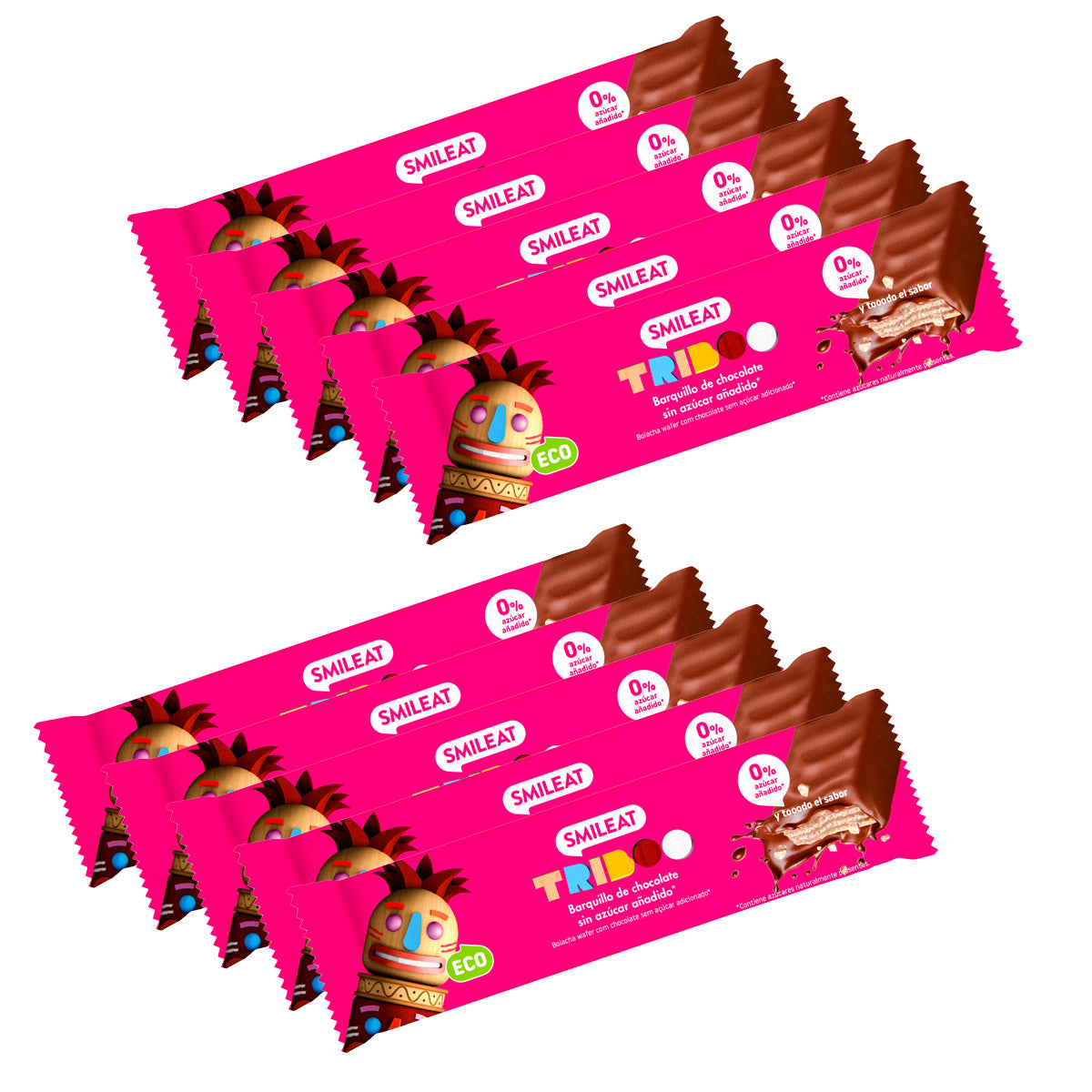 Pack 10x Barrita rellena y recubierta de cacao ECO, Smileat, 40g