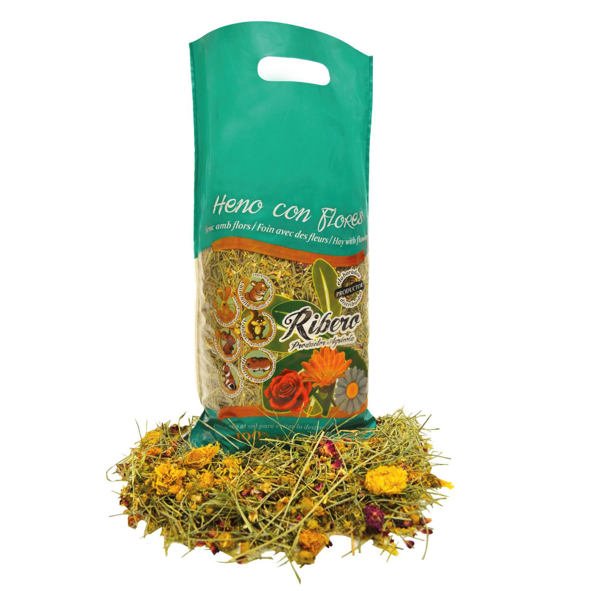 Heno con Flores conejos y roedores 500 g Ribero