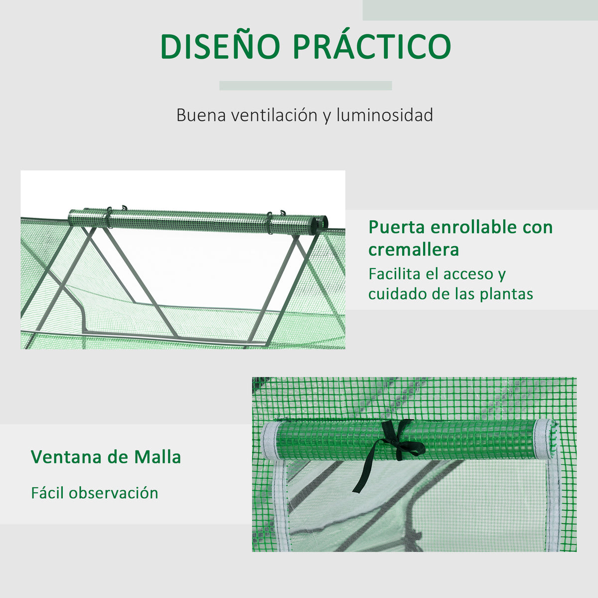 Invernadero Pequeño Outsunny Acero, Pe Verde 180x140x80 Cm_5