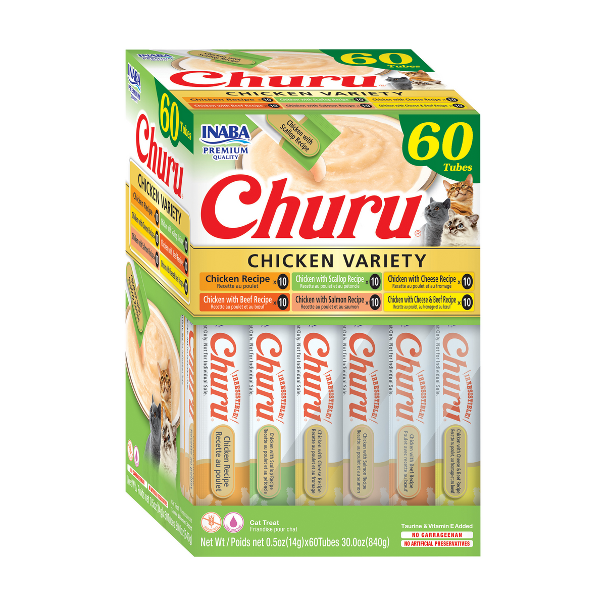 Churu Variedades de pollo Snack cremoso para gatos 60 x 14 g