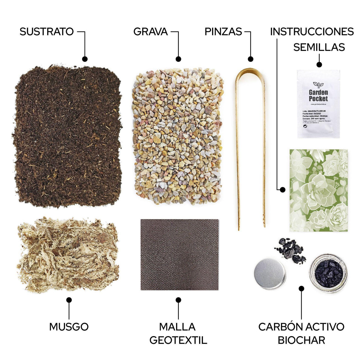 Kit Terrarium para Montar tu jardín de Suculentas, Garden Pocket