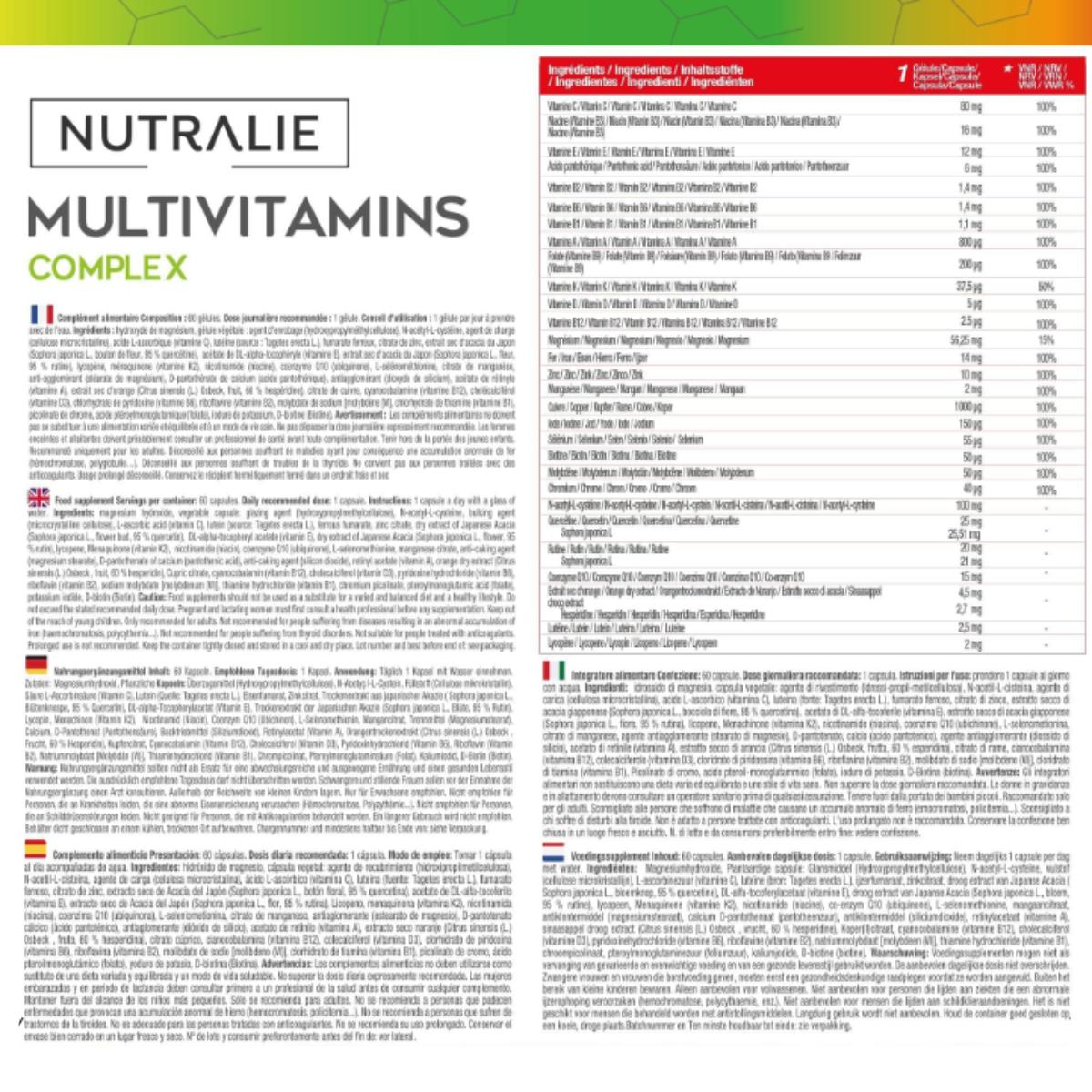 Nutralie Multivitaminas Complex con 29 activos 60 cápsulas