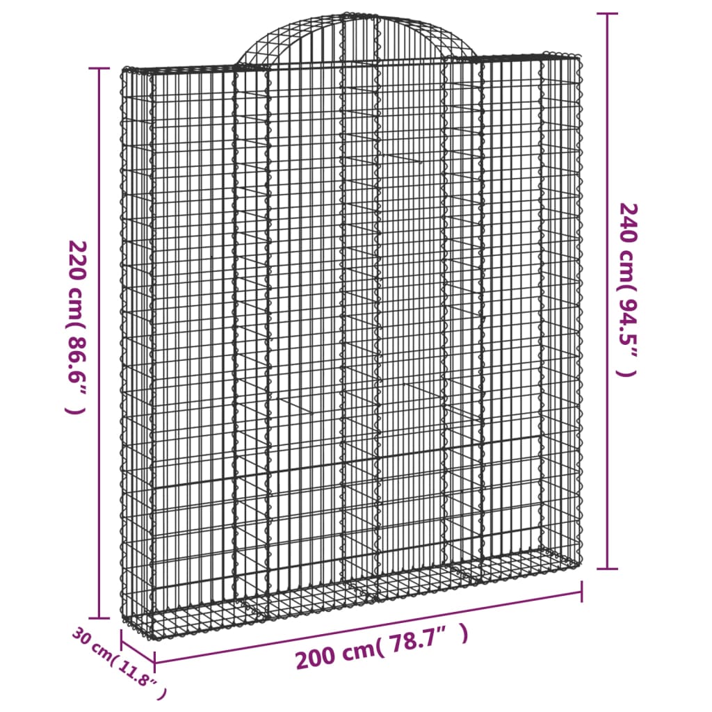 Cestas De Gaviones 5 Uds Forma De Arco Hierro 200x30x220/240 Cm_5