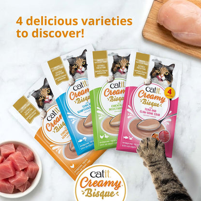 Sopa Cremosa para Gatos Creamy Bisque Atún y Cangrejo Catit 4 x 40 g