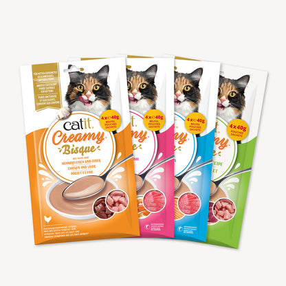 Sopa Cremosa para Gatos Creamy Bisque Atún y Salmón Catit 4 x 40 g