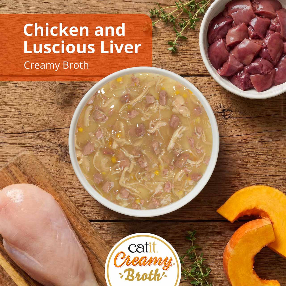 Caldo Cremoso para Gatos Creamy Broth Pollo e Hígado Catit 4 x 40 g