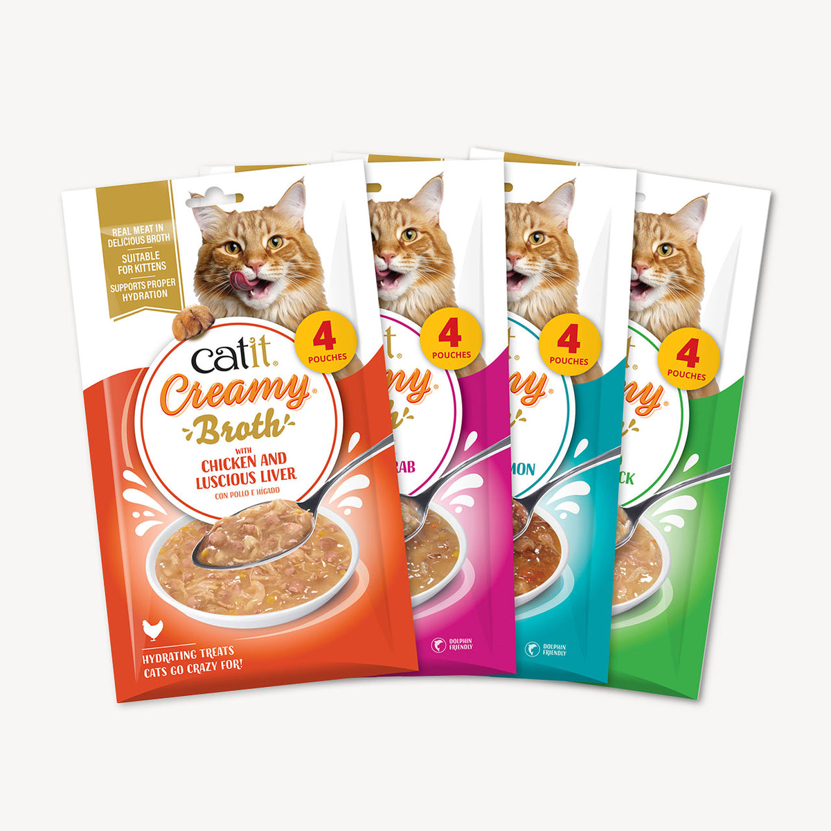 Caldo Cremoso para Gatos Creamy Broth Pollo e Hígado Catit 4 x 40 g