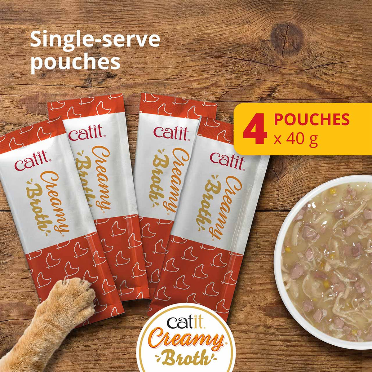 Caldo Cremoso para Gatos Creamy Broth Pollo e Hígado Catit 4 x 40 g