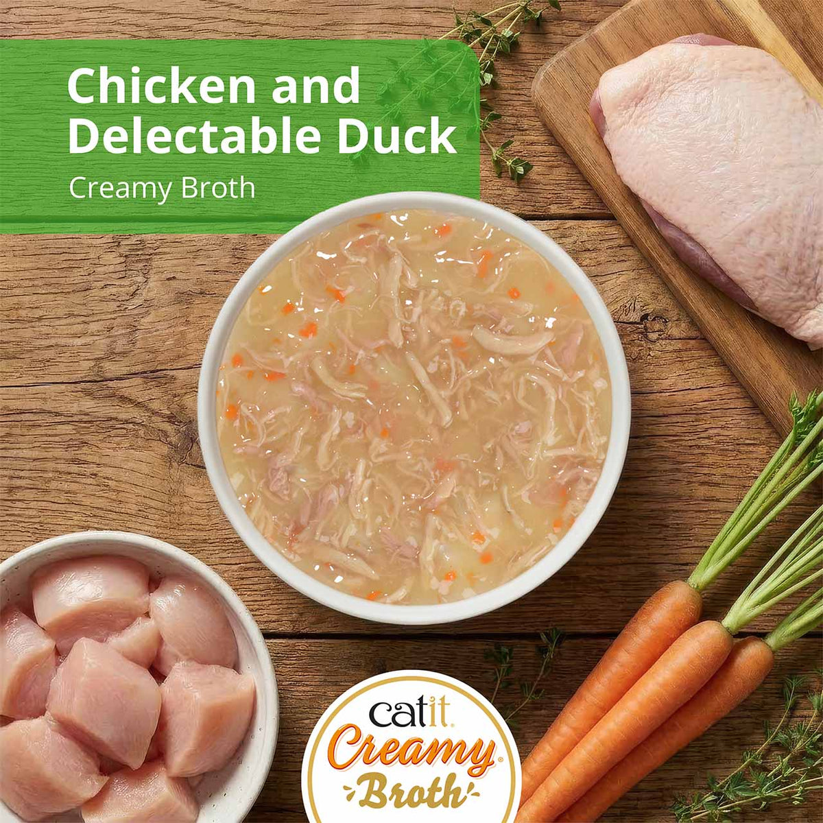 Caldo Cremoso para Gatos Creamy Broth Pollo y Pato Catit 4 x 40 g