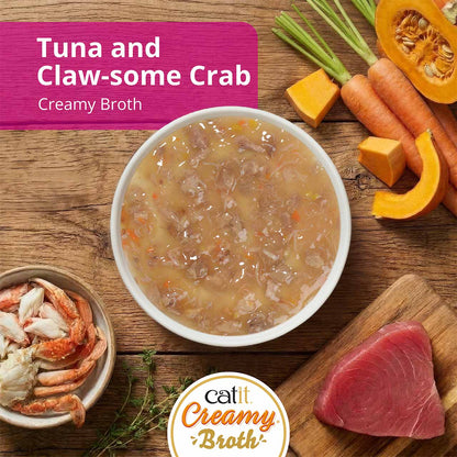 Caldo Cremoso para Gatos Creamy Broth Atún y Cangrejo Catit 4 x 40 g