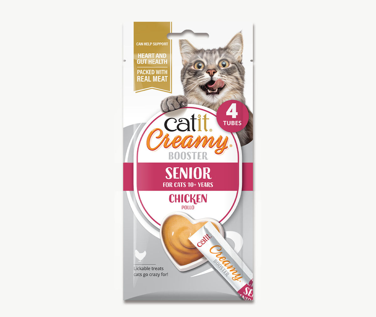 Snack Líquido para Gatos Senior Creamy Booster Pollo Catit 4 x 10 g