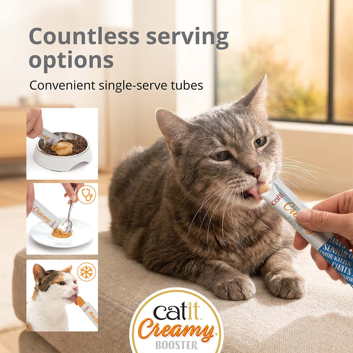 Snack Líquido para Gatos Senior Creamy Booster Atún Catit 4 x 10 g