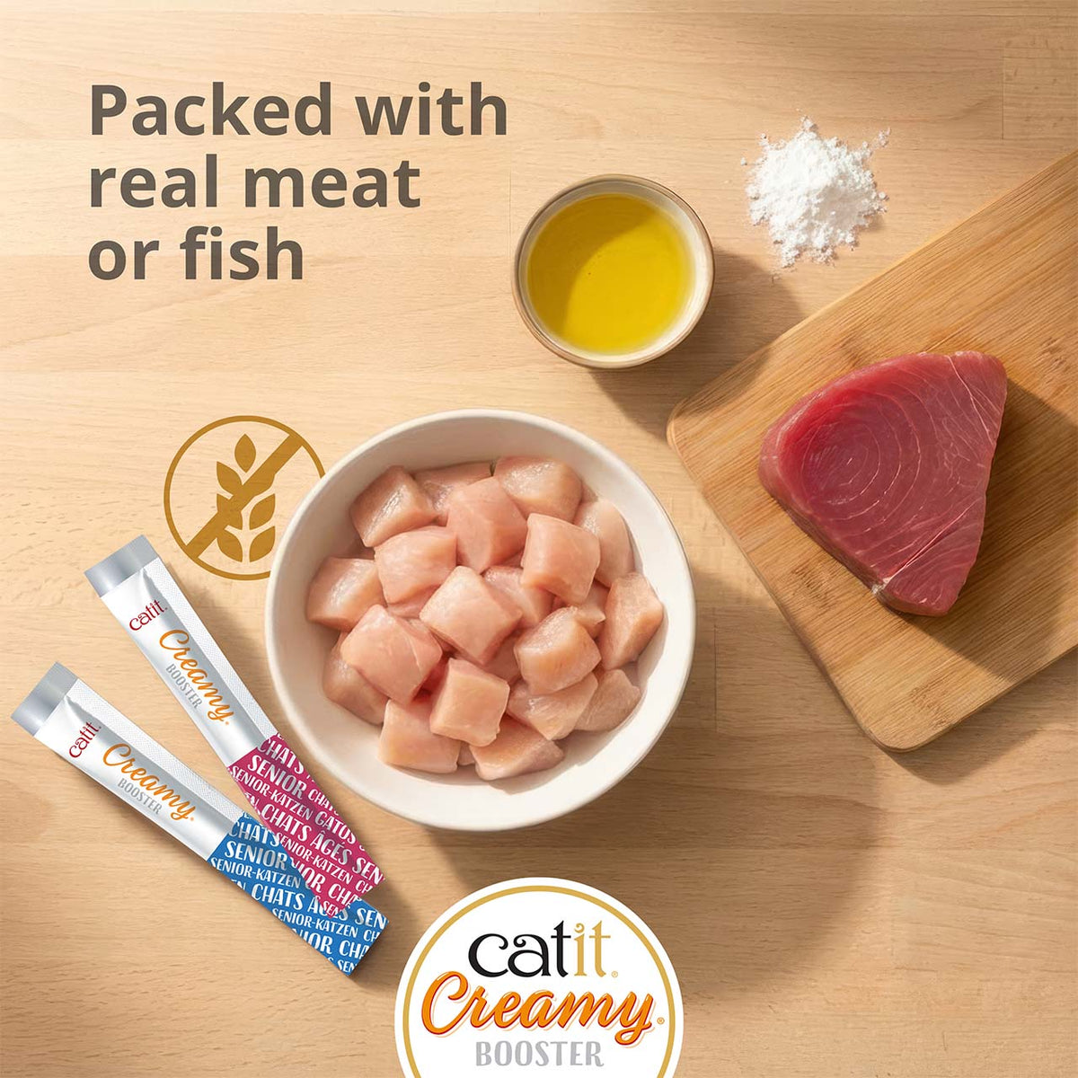 Snack Líquido para Gatos Senior Creamy Booster Atún Catit 4 x 10 g