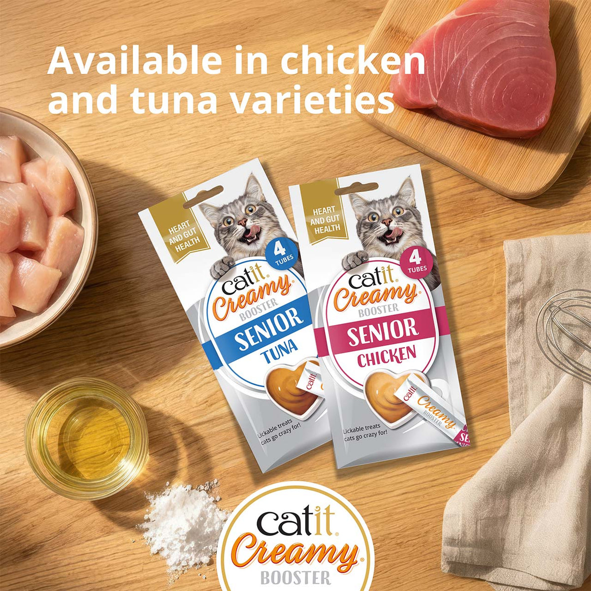Snack Líquido para Gatos Senior Creamy Booster Atún Catit 4 x 10 g