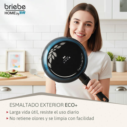 Briebe Set 3 Sartenes Inducción Acero Forjado 20-24-28cmantiadherente Sin Pfoa, Fabricada En España, Mare, Azul_4