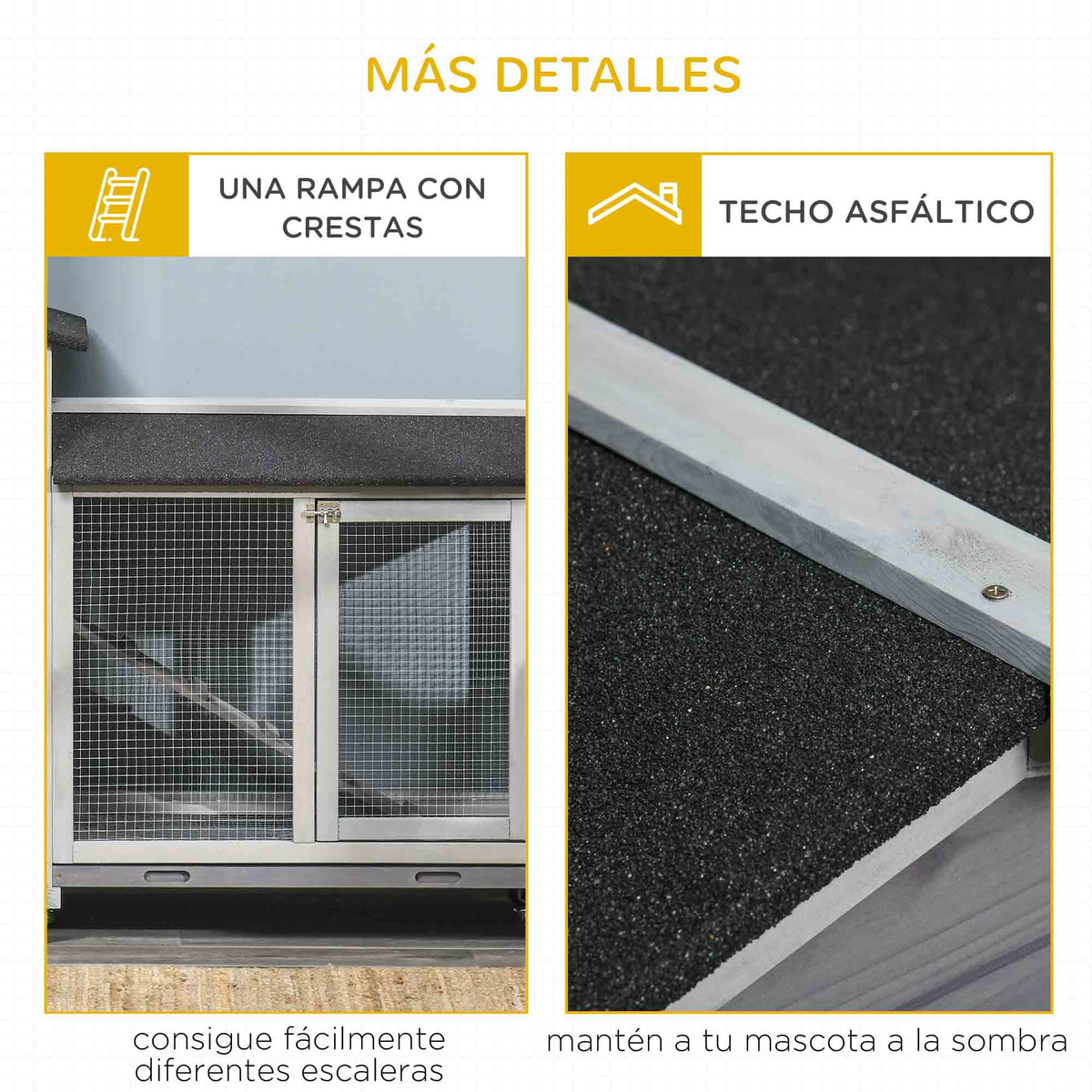 Conejera De Madera Pawhut Madera De Abeto, Acero Gris Claro 157.4x53x99.5 Cm_5
