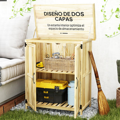 Caseta De Jardín Outsunny Madera De Abeto Madera Natural 74x43x88 Cm_5