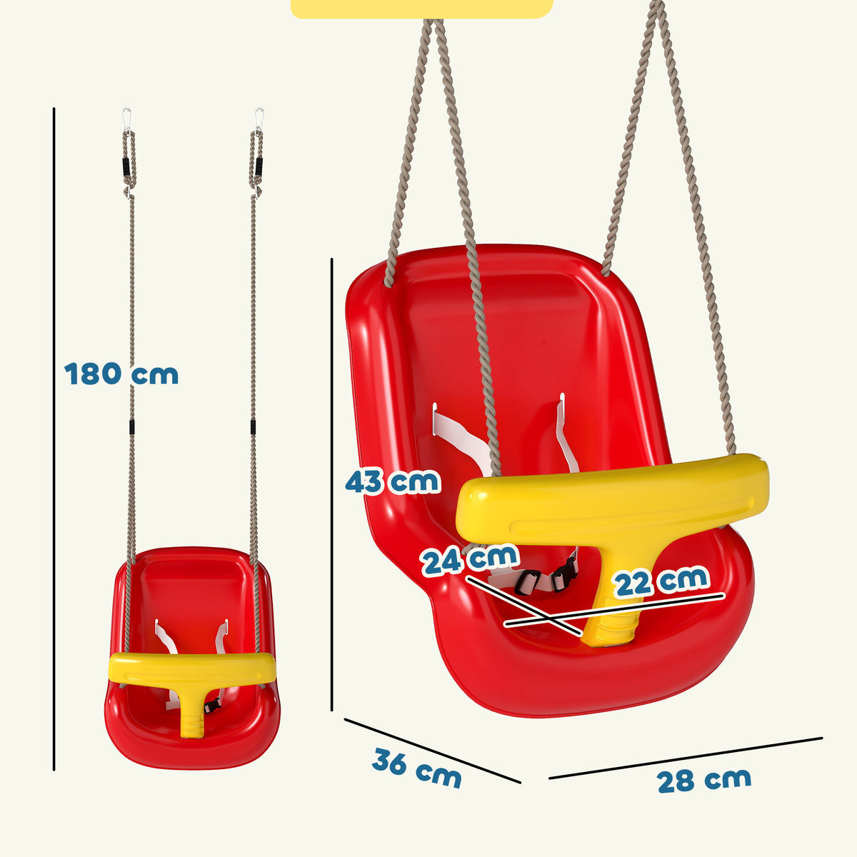 Columpio Infantil Aiyaplay Pe Rojo 28x36x180 Cm_2