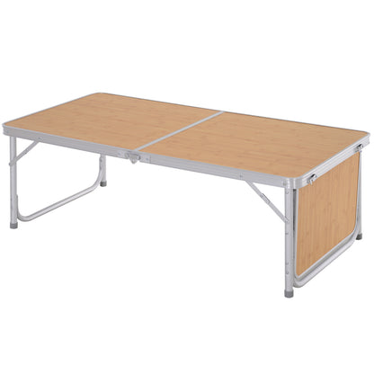 Mesa Plegable De Camping Outsunny Natural Bambú Color 153x60x70 Cm_4
