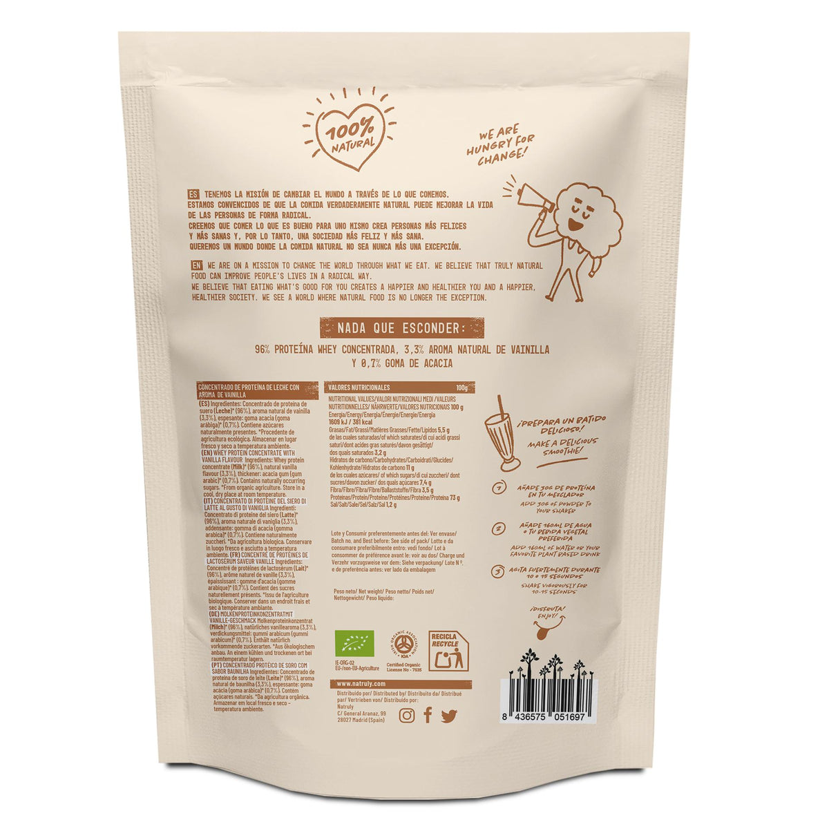 Natruly Proteína Whey Vainilla, 350g
