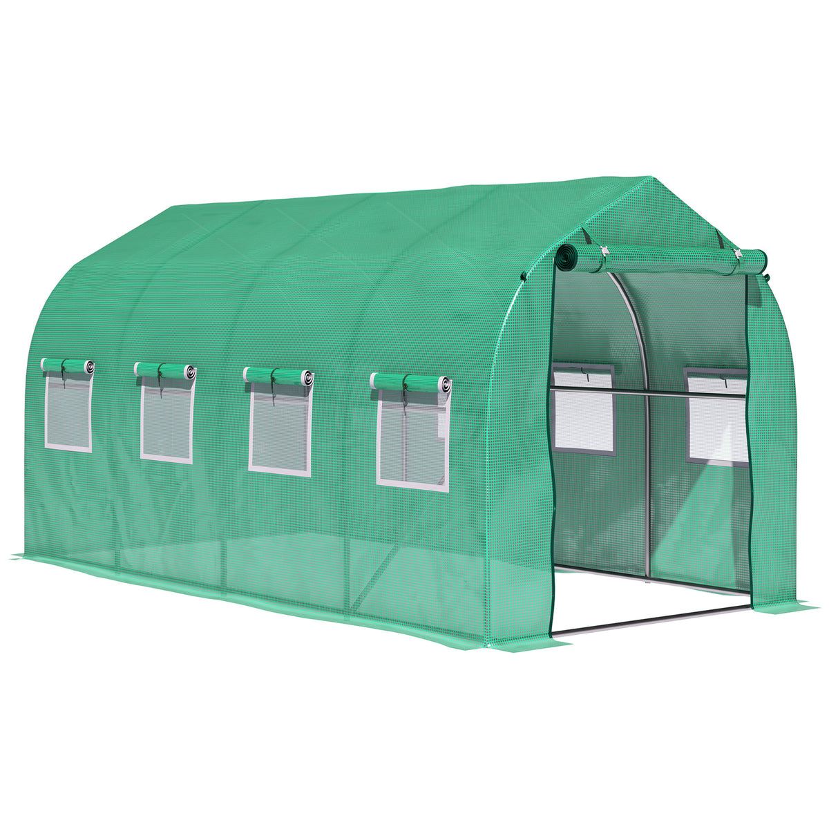 Invernadero De Túnel Outsunny Pe, Metal Galvanizado Verde 395x195x198 Cm_1