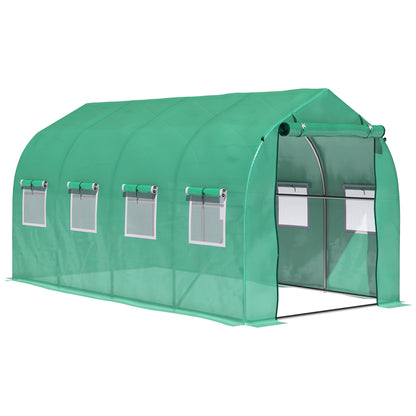 Invernadero De Túnel Outsunny Pe, Metal Galvanizado Verde 395x195x198 Cm_1