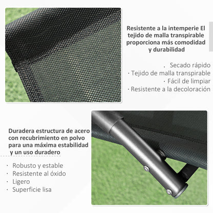 Mecedora De Exterior Outsunny Metal, Textilene Negro 155x61x88 Cm_5